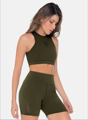 Top deportivo color verde para mujer, marca BABALÚ, referencia 110903, vista frontal. Compra al por mayor en int.babalu.com.co en USD.