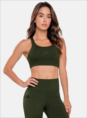 Top deportivo color verde para mujer, marca BABALÚ, referencia 111073, vista frontal. Compra al por mayor en int.babalu.com.co en USD.