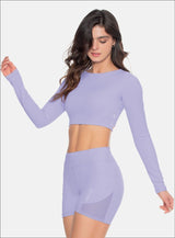 TOP DAMA MANGA LARGA ESPALDA ABIERTA CON SESGO ENTRE CRUZADOS