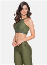 TOP DEPORTIVO EN TELA JACQUARD CON SULIMADO EN FIGURA GEOMETRICA