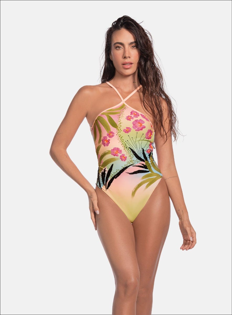 VESTIDO DE BAÑO SULIMADO CON BORDADO CANUTILLO - PRECIO ESPECIAL